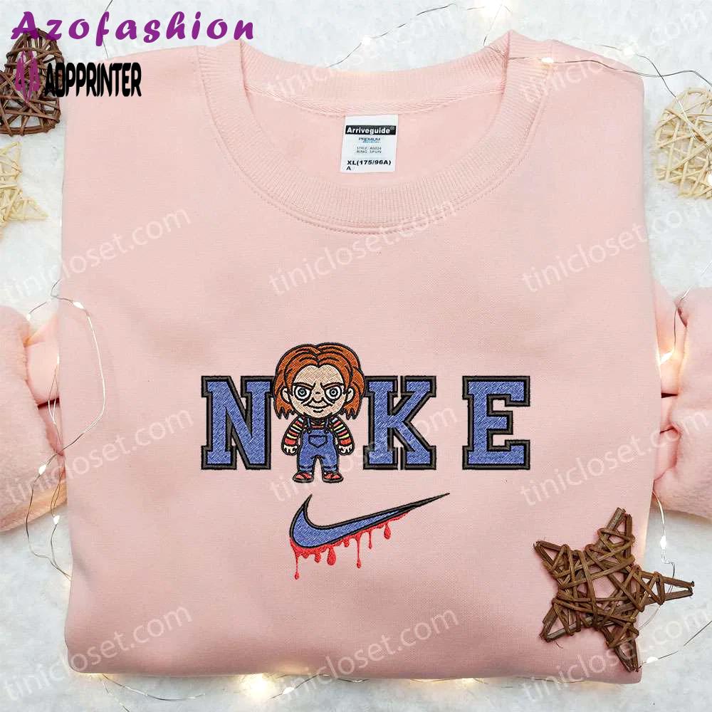 Spooky nike x chucky embroidered hoodie & shirt: best halloween gift ideas Embroidered Shirt