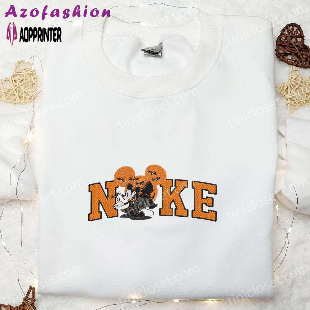 Spooky nike x disney halloween embroidered shirt – custom gift for family Embroidered Shirt