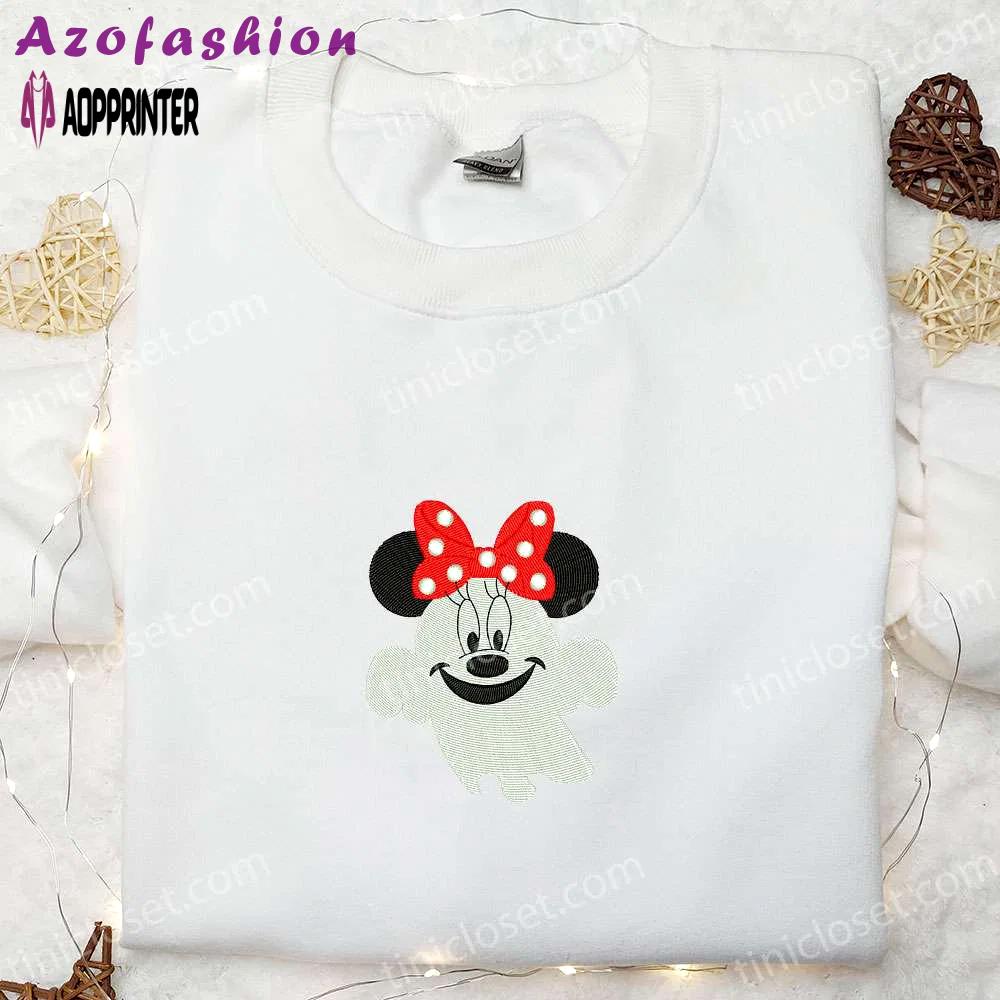 Spooky smiling boo minnie embroidered shirt – top disney halloween gift for the family Embroidered Shirt