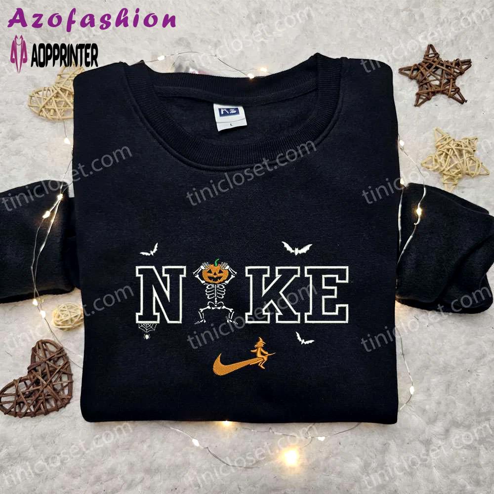 Spooky style: skeleton dance x nike embroidered hoodie & shirt – best halloween gift ideas Embroidered Shirt
