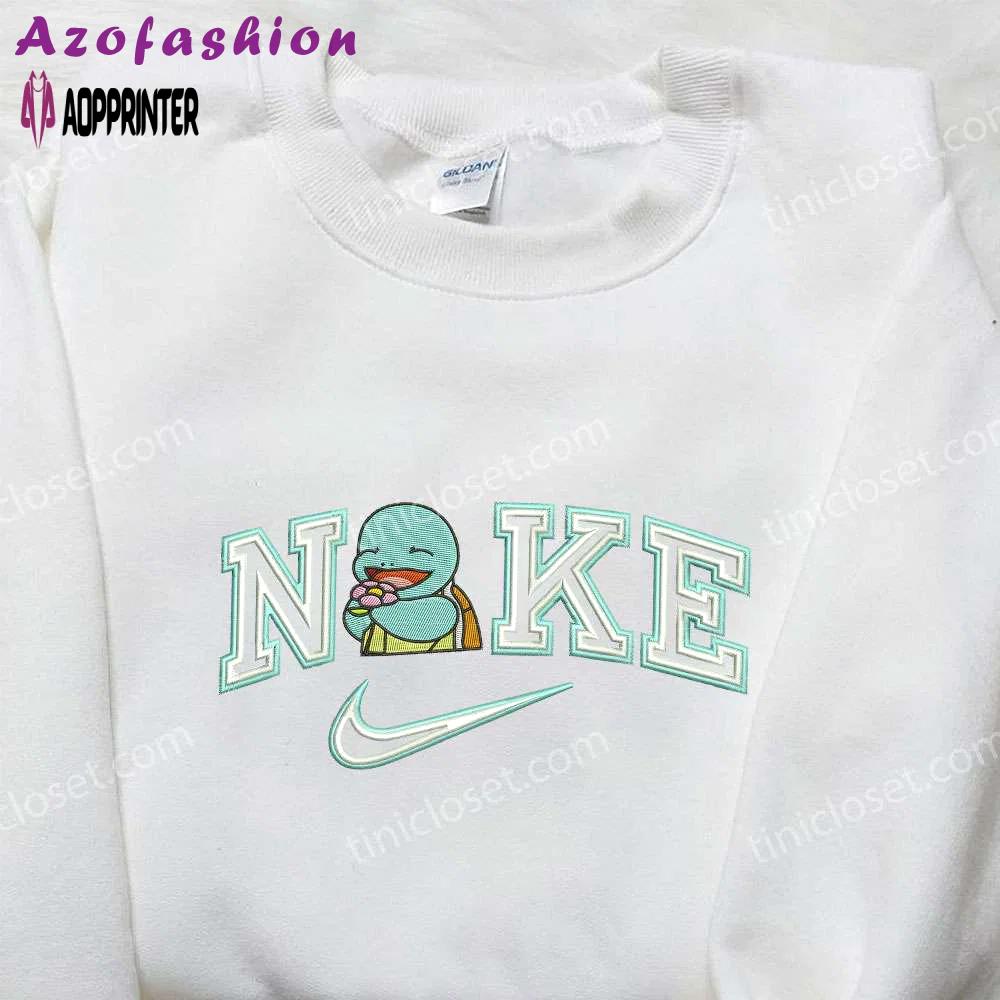 Squirtle eat x nike embroidered shirt – pokemon & custom nike design Embroidered Shirt