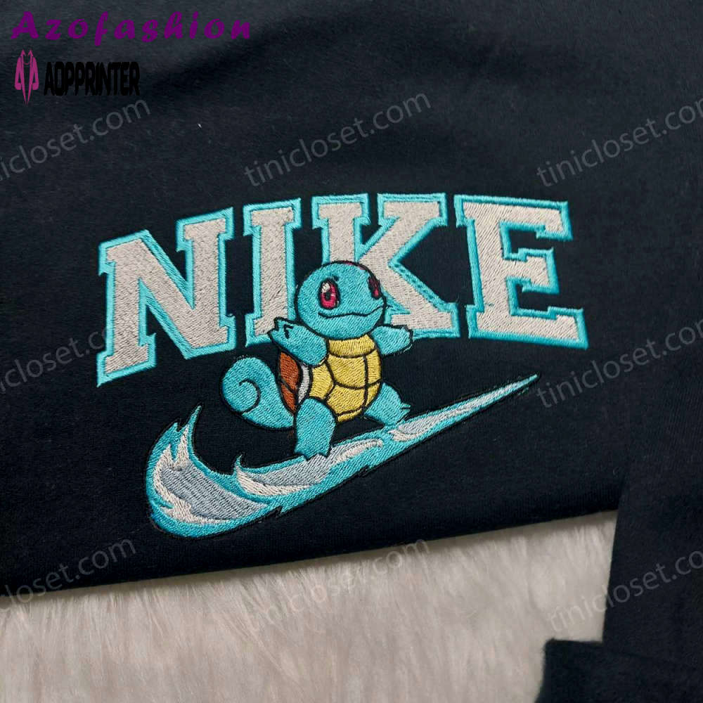 Squirtle nike embroidered sweatshirt: anime fan s best gift – pokemon embroidered shirt Embroidered Shirt