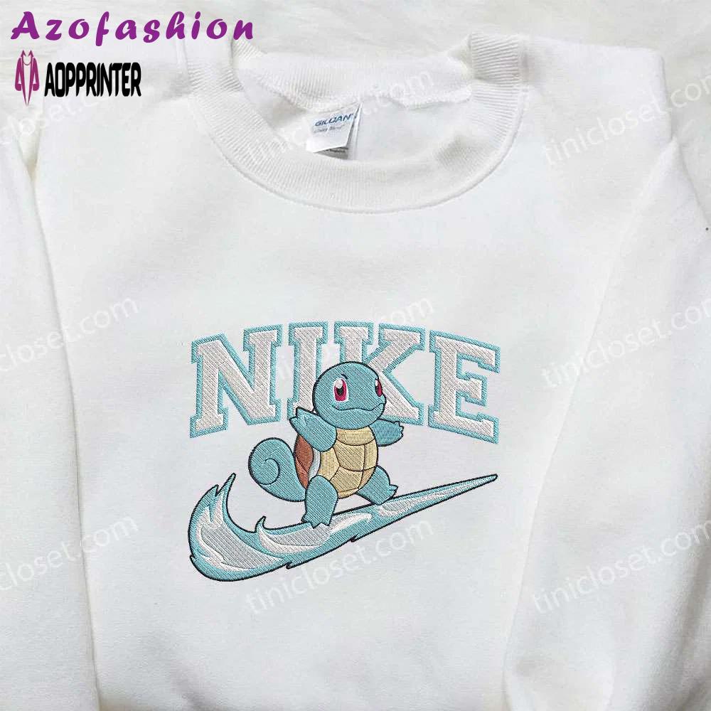 Squirtle x nike embroidered sweatshirt: pokemon & nike inspired shirt Embroidered Shirt