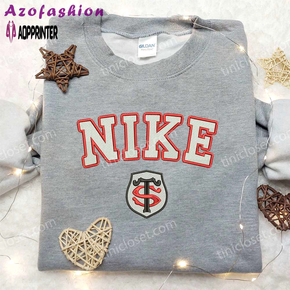 Stade toulousain x nike embroidered sweatshirt – rugby europe sport & nike inspired shirt Embroidered Shirt