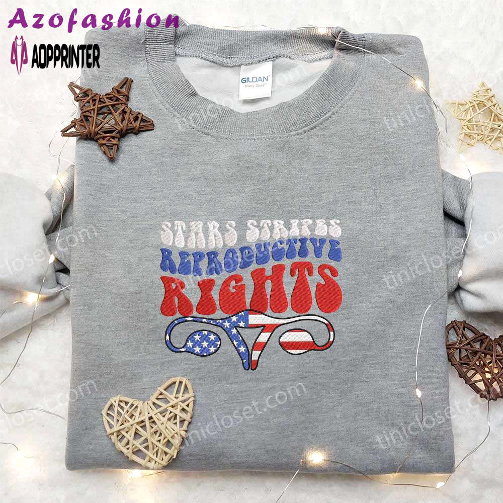 Stars & stripes reproductive rights embroidered shirt – political statement attire Embroidered Shirt