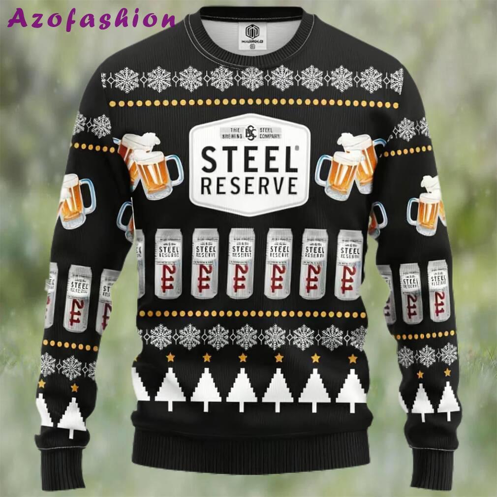Steel reserve beer ugly christmas sweater, faux wool sweater, gifts for beer lovers, international beer day, best christmas gifts for 2022 ? prinvity Christmas Ugly Sweater