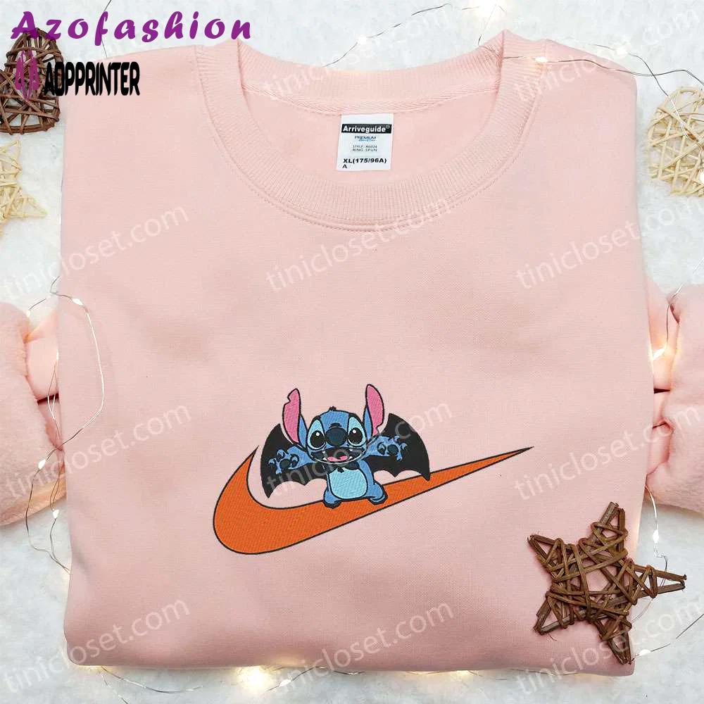 Stitch bat x swoosh embroidered sweatshirt – lilo and stitch disney shirt best halloween gift Embroidered Shirt
