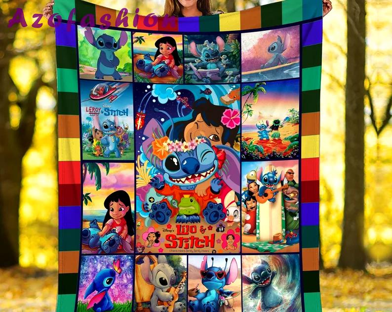 Stitch blanket, stitch blanket stitch fleece blanket stitch ohana means family hawaiian quilt blanket stitch birthday gifts Quilt Blanket