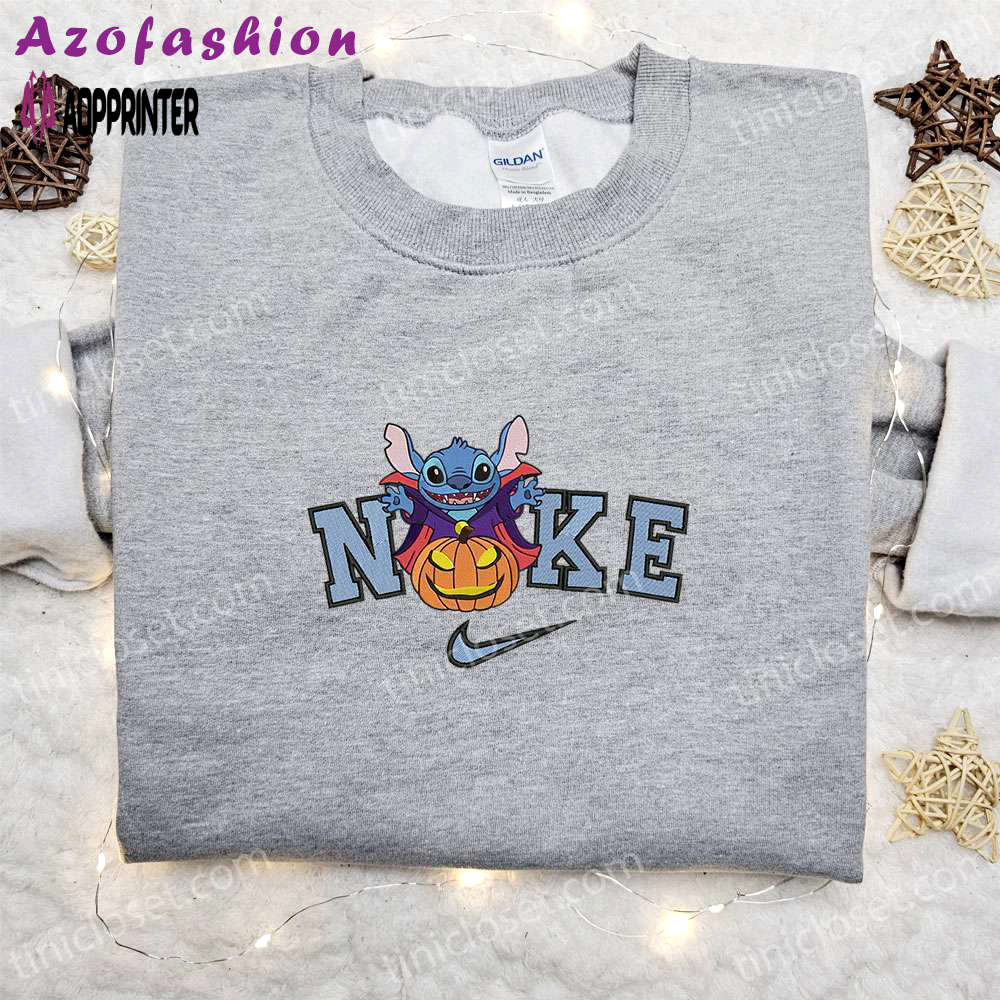 Stitch dracula x nike embroidered sweatshirt disney characters shirt best halloween gift ideas Embroidered Shirt