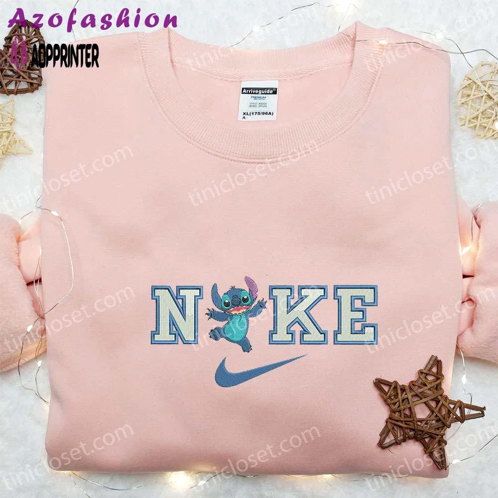 Stitch happy x nike embroidered sweatshirt: the best lilo and stitch disney gift Embroidered Shirt
