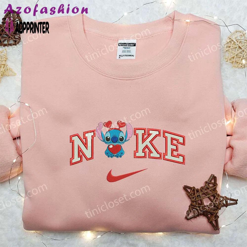 Stitch heart x nike embroidered sweatshirt: best valentine’s gift ideas nike inspired shirt Embroidered Shirt