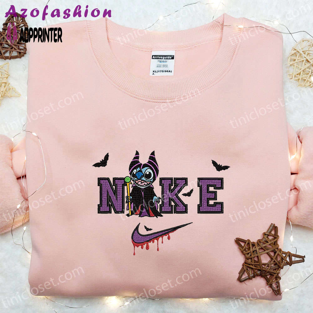 Stitch maleficent x nike embroidered hoodie & shirt: best halloween gift ideas Embroidered Shirt