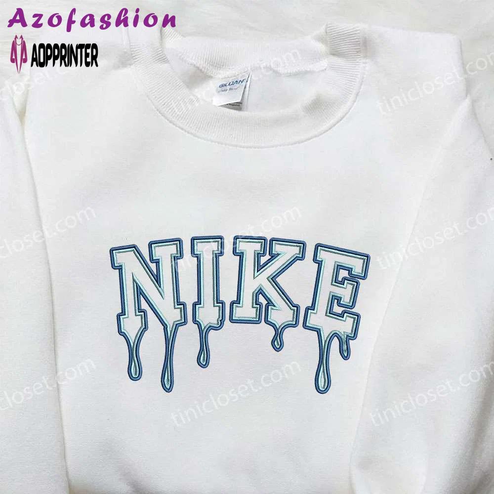 Stylish blue drip x nike embroidered shirt – perfect gift for son custom design Embroidered Shirt