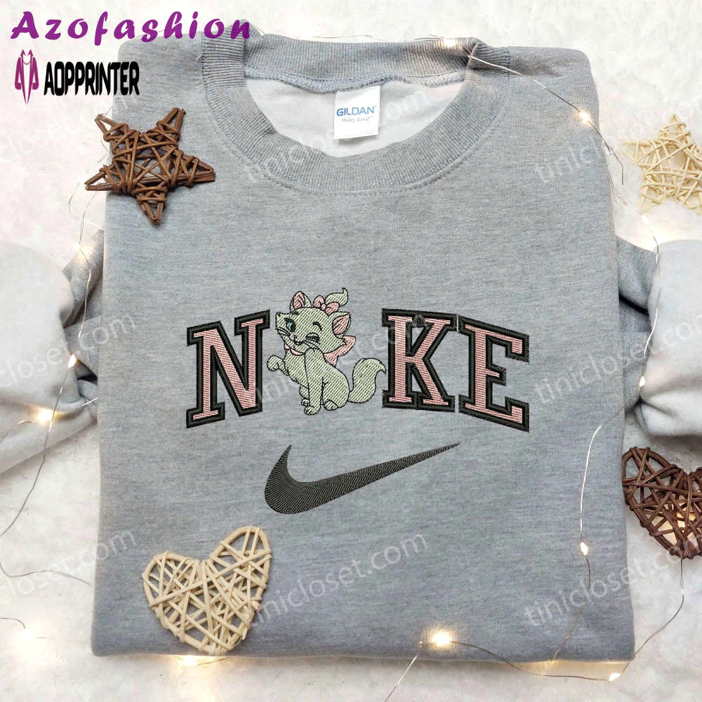 Stylish marie x nike embroidered shirt: aristocats & custom designs Embroidered Shirt