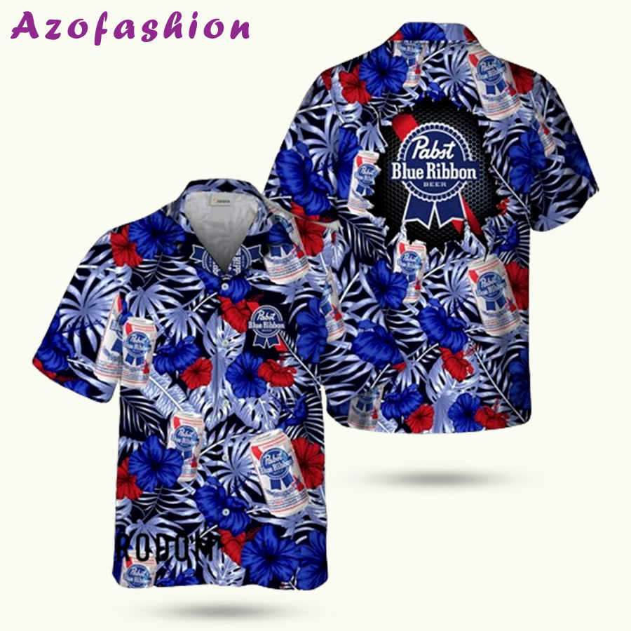 Summer aloha floral pabst blue ribbon hawaiian shirt Hawaii Shirt Shorts & Flip Flops