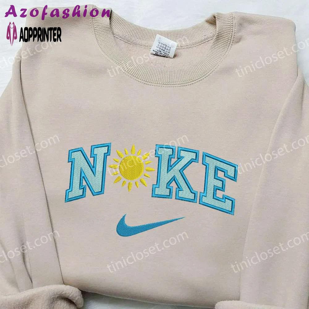 Sun flower x nike embroidered sweatshirt – best nike inspired shirt for family perfect birthday gift Embroidered Shirt