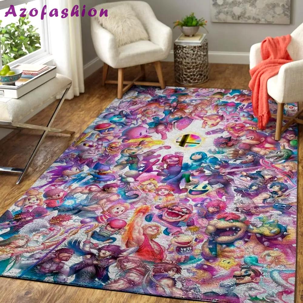 Super smash bros. area rug nintendo video game carpet gamer living room rugs rug regtangle carpet floor decor home decor v3962 Rectangle Rug