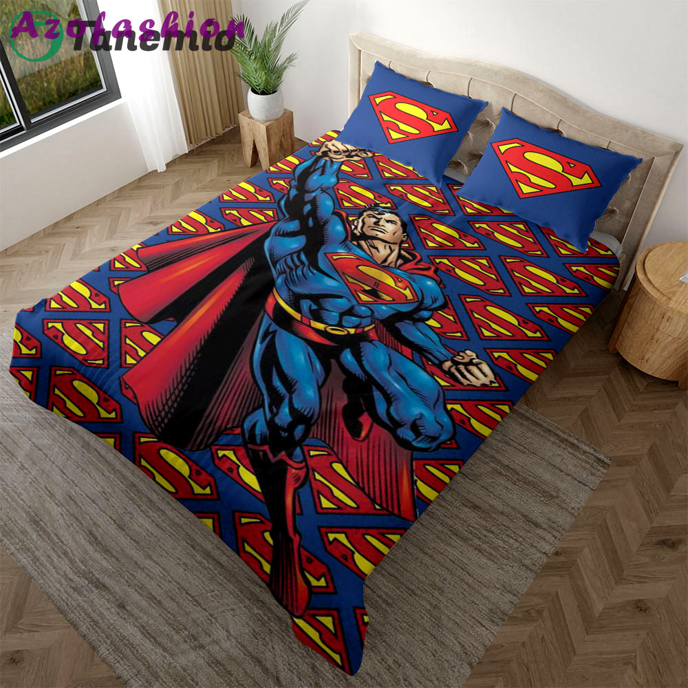 Superman is here dc comics gift for lover-superman quilt  Bedding Sets covers blankets bedclothes sheets duvet home decor bedspread Bedroom ideas bed linen