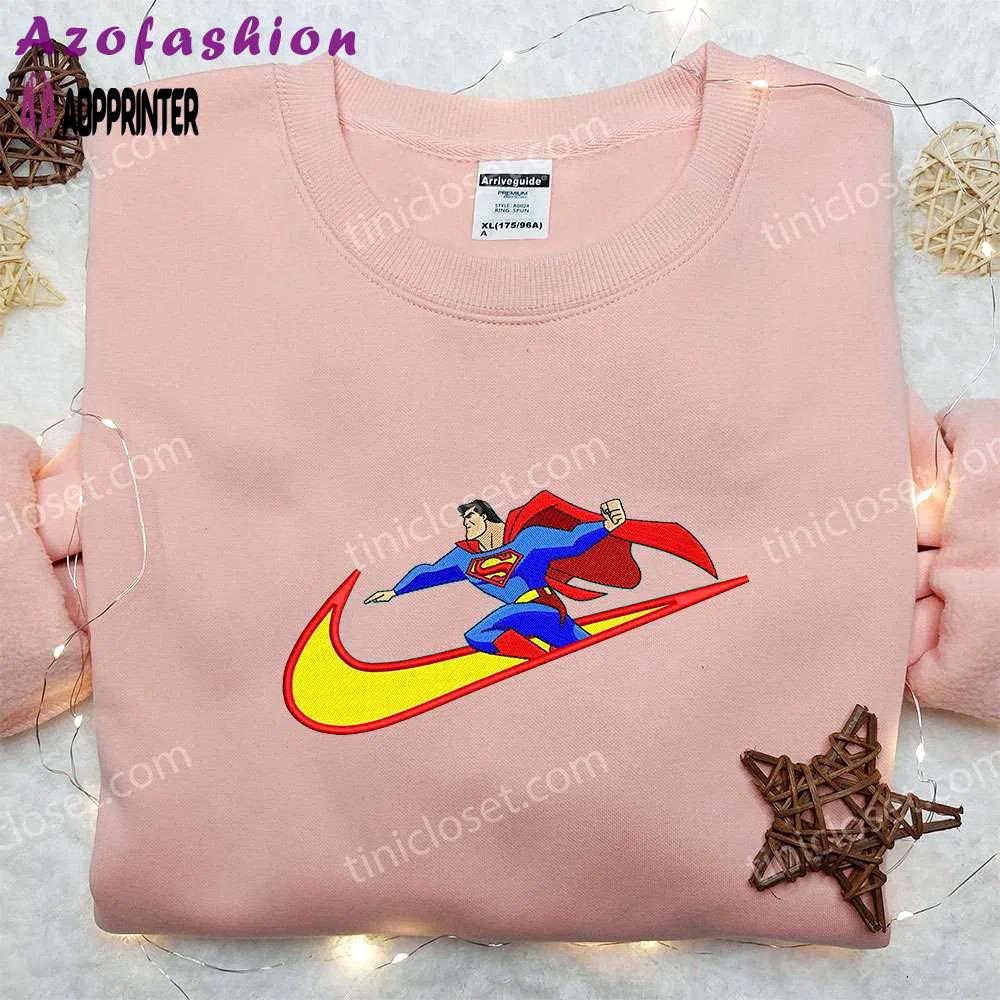 Superman x nike swoosh embroidered sweatshirt & marvel cartoon shirt – nike inspired collection Embroidered Shirt
