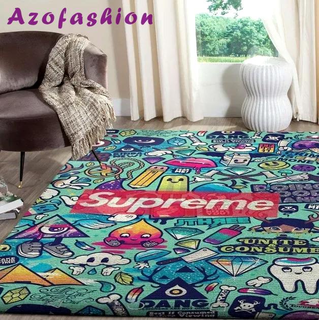 Supreme limited logo type 1088. Upgrade Your Living Room with Luxury Home Decor: Area Carpets, Floor Decor, Door Mats, and Hot Gift Items with style a High-End Fashion Brand Rectangle Rug