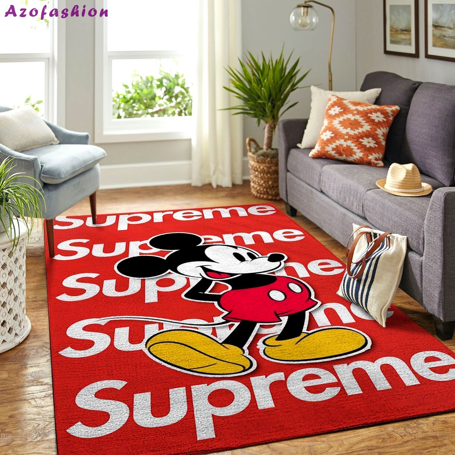 Supreme mickey mouse logo type 659. Upgrade Your Living Room with Luxury Home Decor: Area Carpets, Floor Decor, Door Mats, and Hot Gift Items with style a High-End Fashion Brand Rectangle Rug
