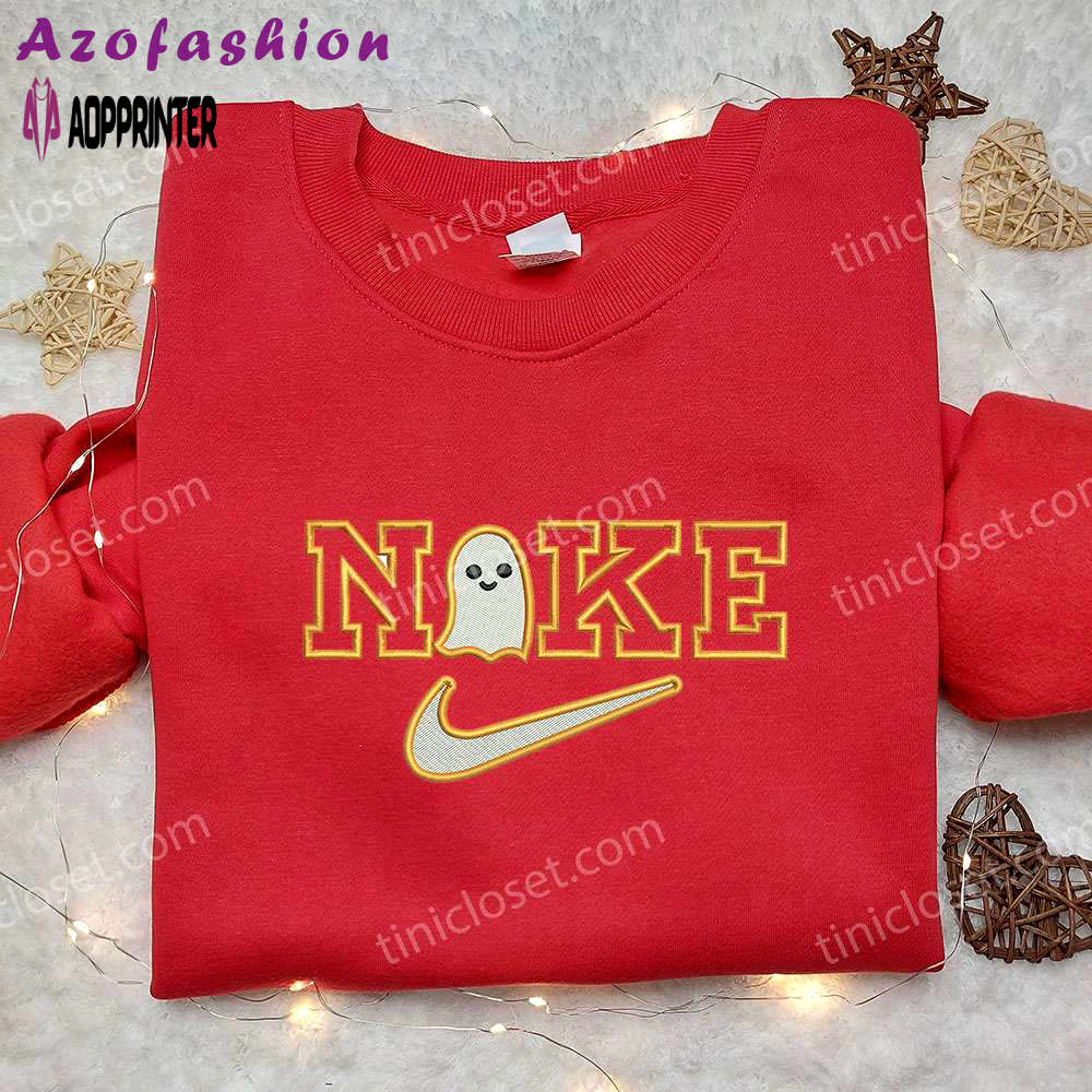 Sweet ghost pumpkin x nike embroidered shirt – halloween custom nike tee Embroidered Shirt