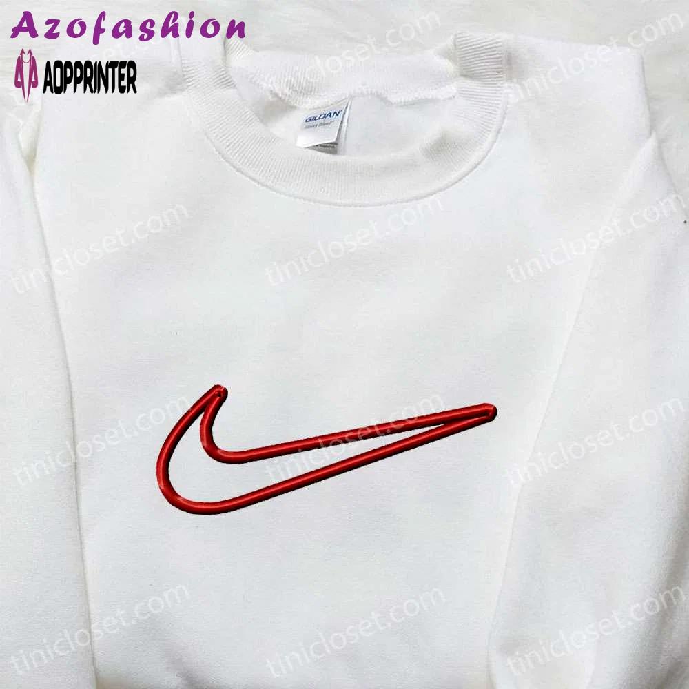 Swoosh nike embroidered shirt sweatshirt & custom hoodie: nike inspired customizable apparel Embroidered Shirt