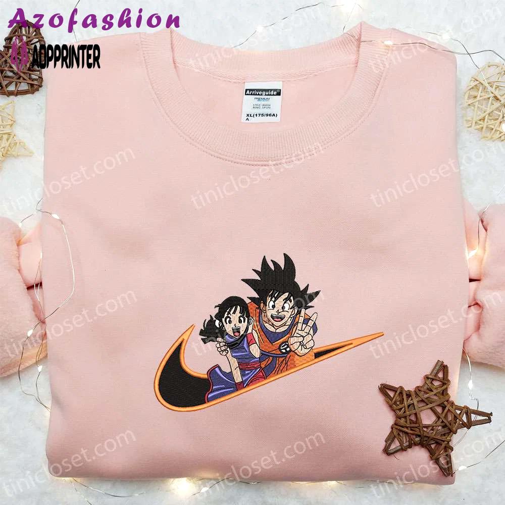 Swoosh x goku & chichi anime embroidered shirt dragon ball hoodie custom nike t-shirt Embroidered Shirt