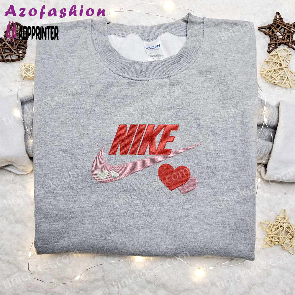 Swoosh x hearts embroidered sweatshirt: perfect valentine s day gift idea Embroidered Shirt