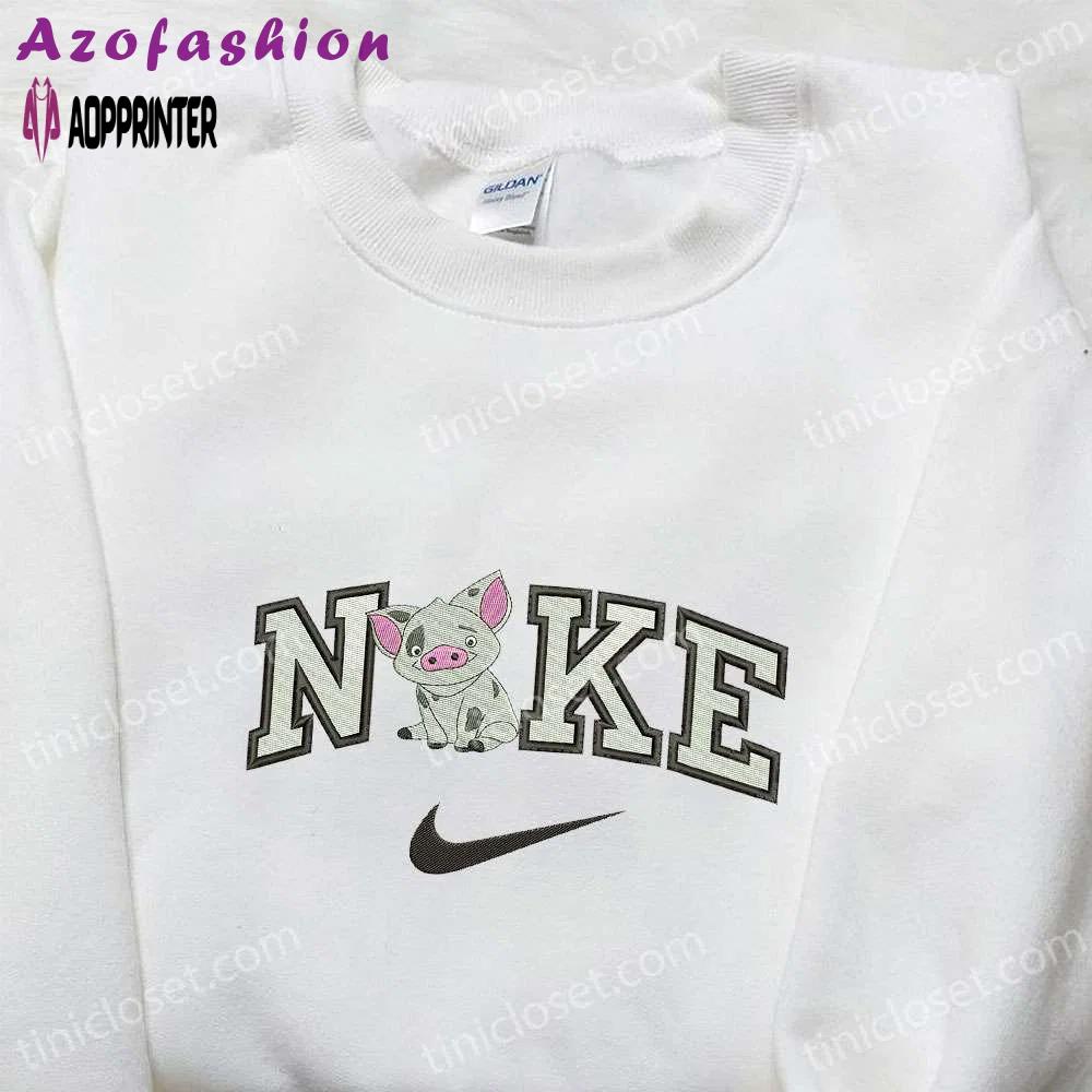 Swoosh x pig anime embroidered shirt: animal inspired nike t-shirt Embroidered Shirt
