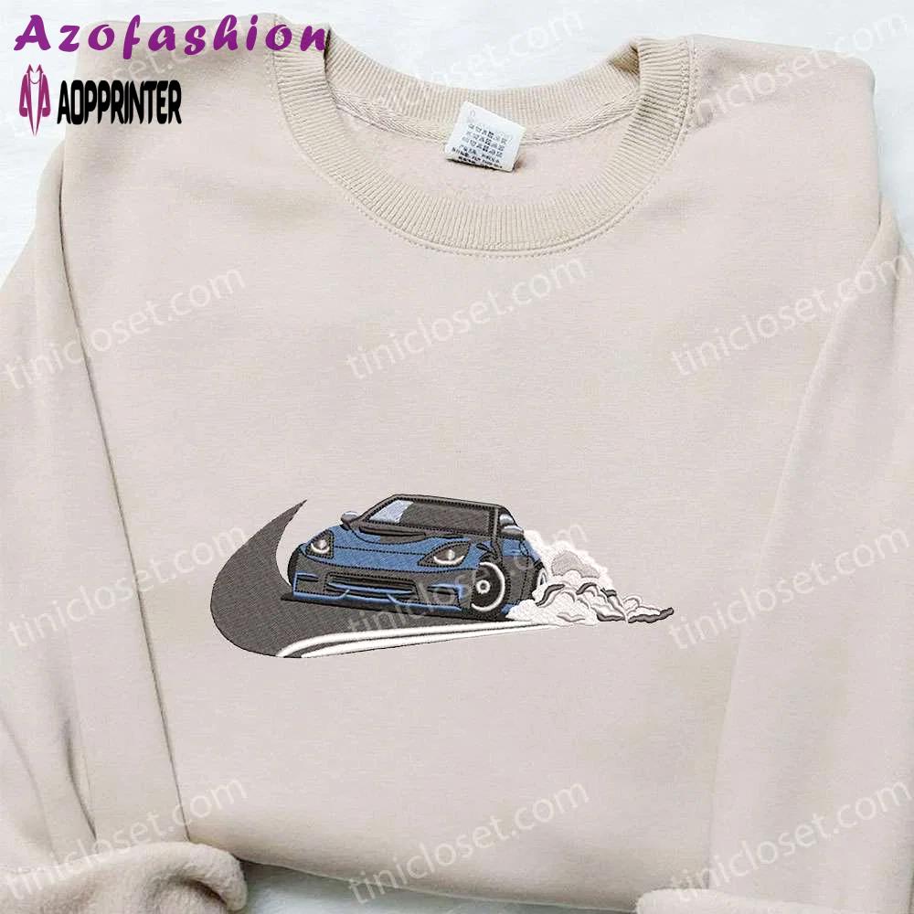 Swoosh x porsche 911 embroidered sweatshirt & transportation shirt nike inspired t-shirt Embroidered Shirt