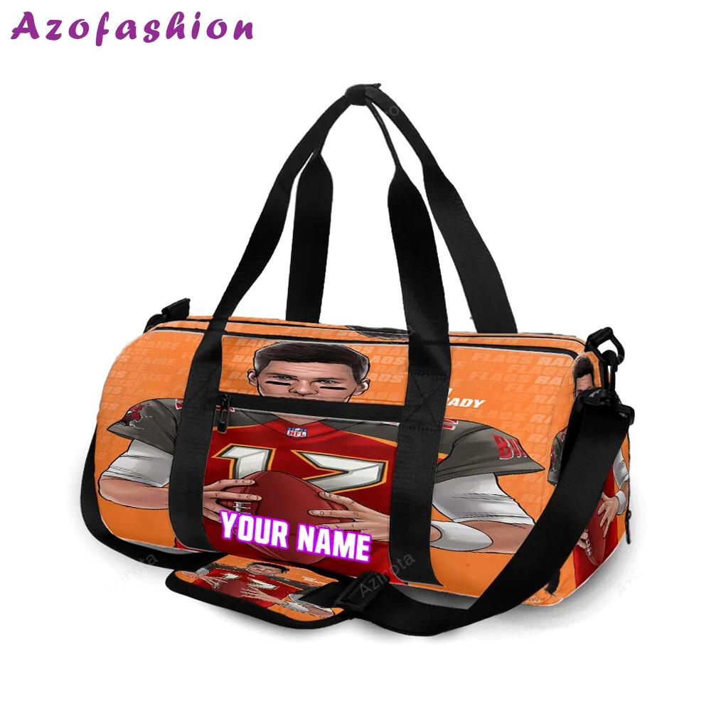 Tampa bay buccaneers 12 tom brady v49 personalized name travel bag gym bag 2587 Travel Bag