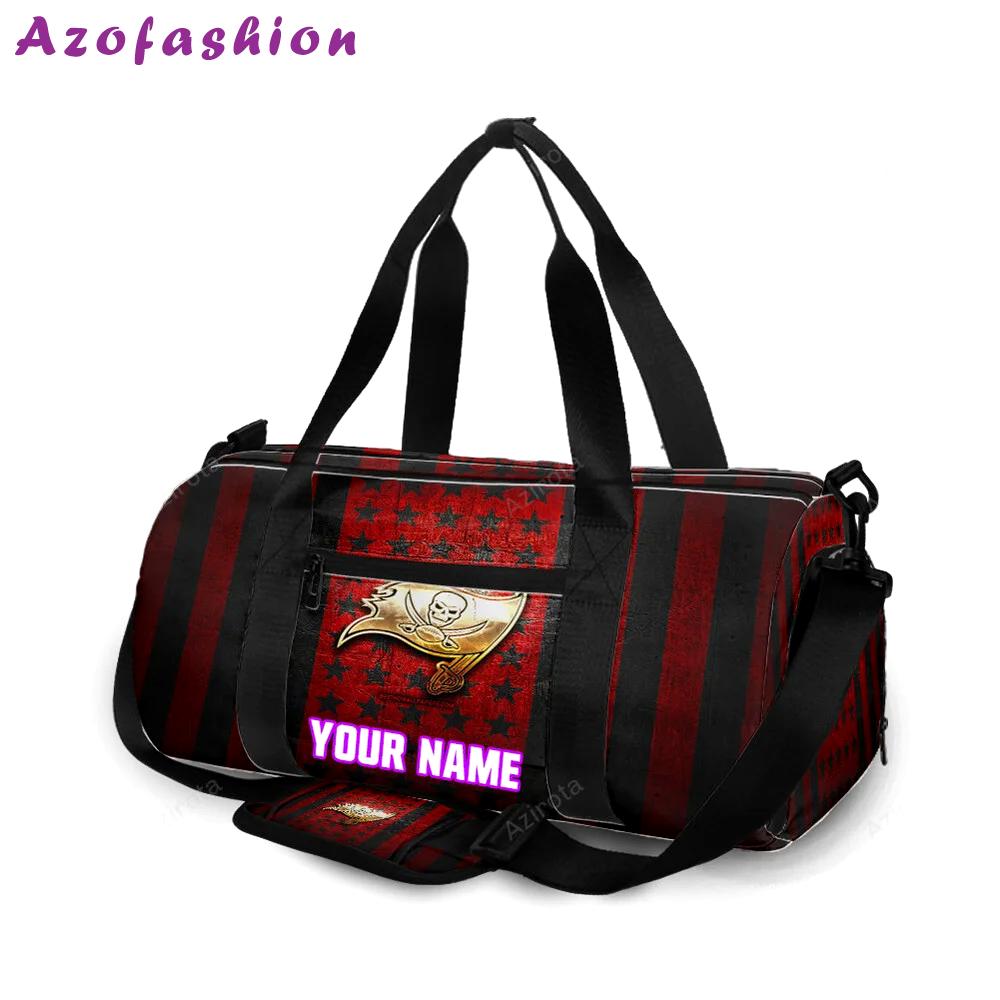Tampa bay buccaneers american flag v6 personalized name travel bag gym bag 2492 Travel Bag