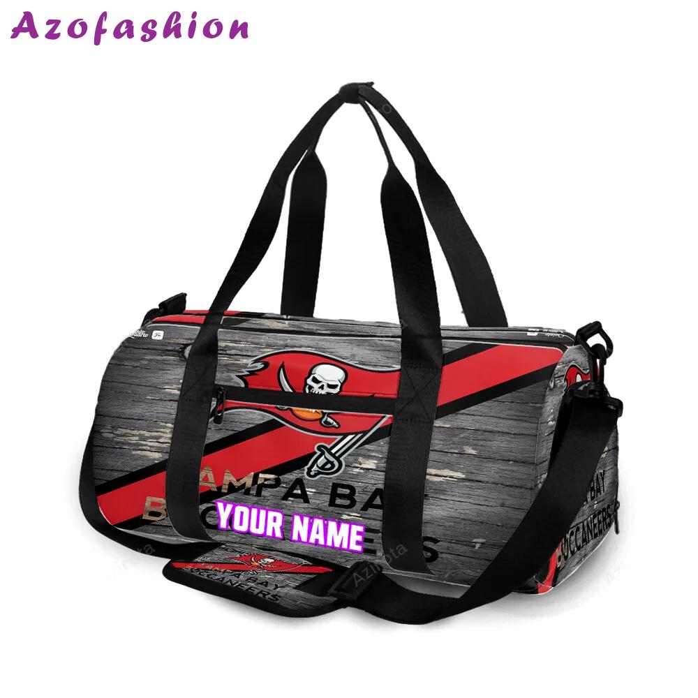 Tampa bay buccaneers emblem wooden v15 personalized name travel bag gym bag 2556 Travel Bag