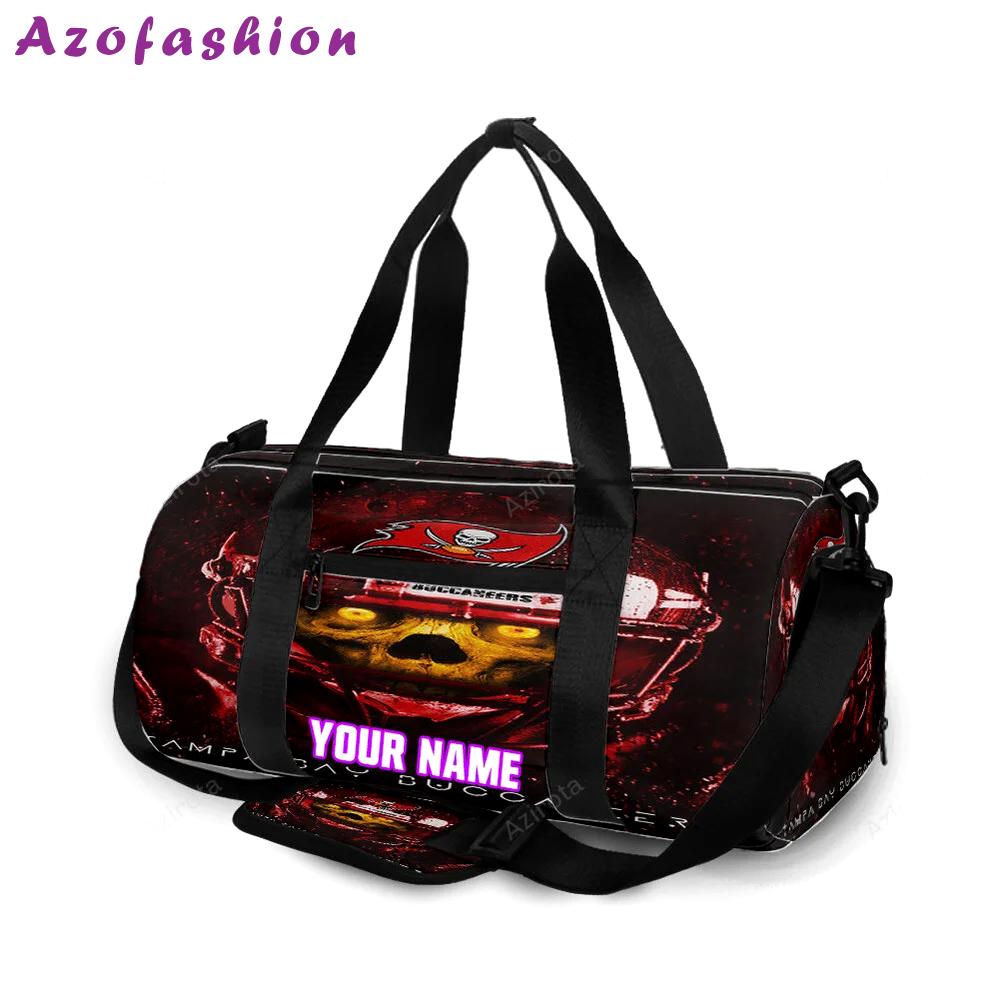 Tampa bay buccaneers skull v3 personalized name travel bag gym bag 2481 Travel Bag