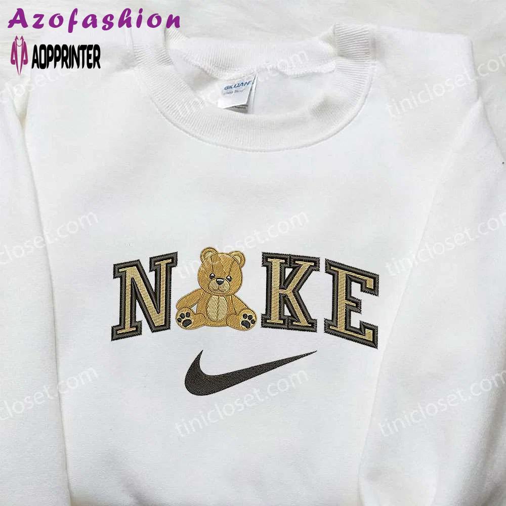 Teddybear x nike embroidered sweatshirt & cartoon shirt – nike inspired embroidery Embroidered Shirt