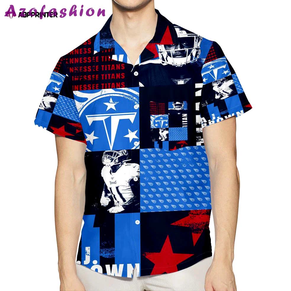 Tennessee titans a j brown1 3d all over print summer beach hawaiian shirt with pocket Hawaii Shirt