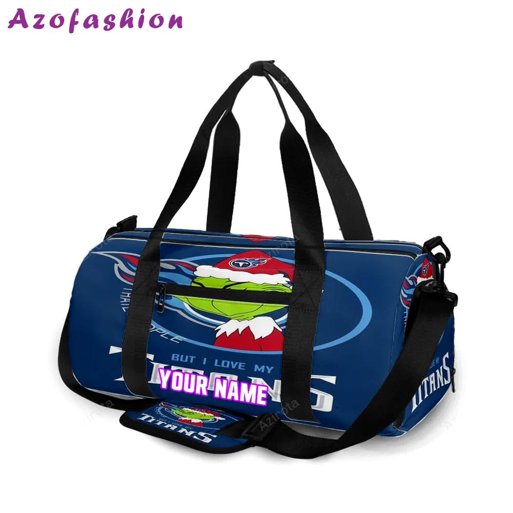 Tennessee titans grinch i hate people but i love my titans personalized name travel bag gym bag 1959 Travel Bag