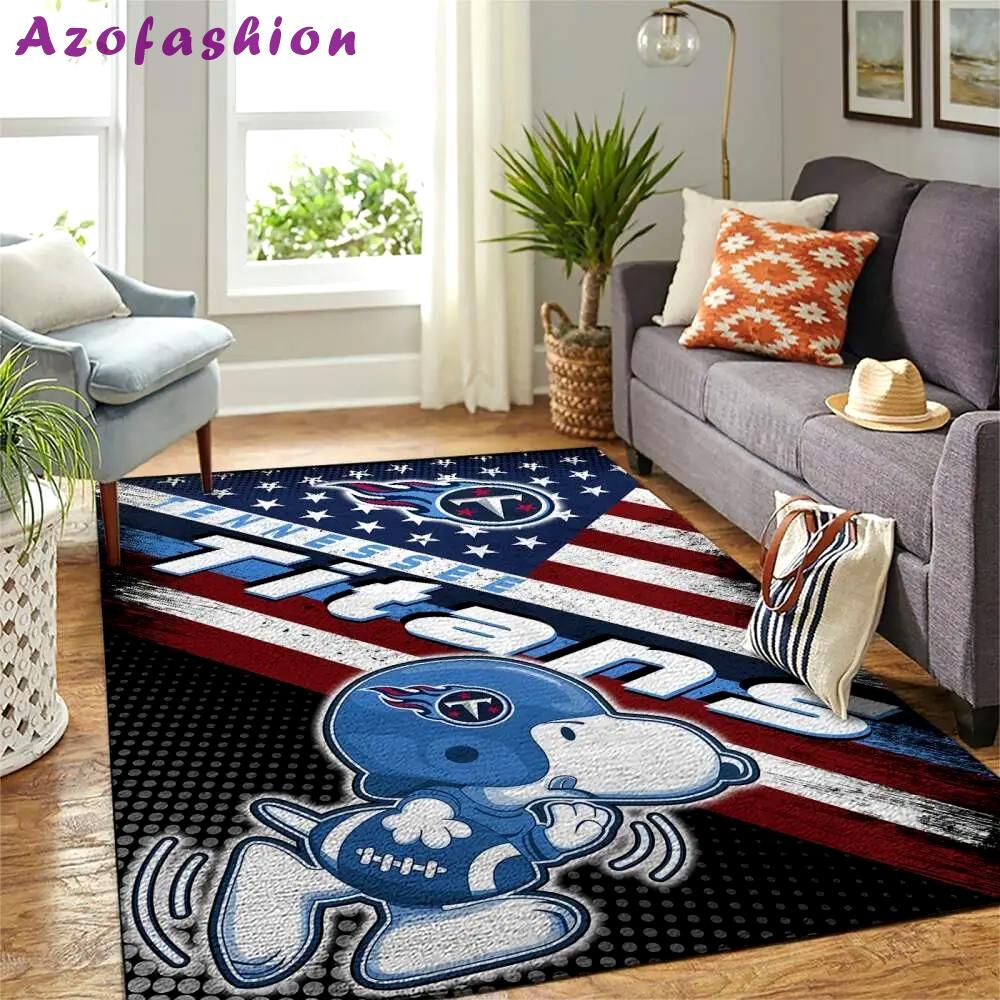 Tennessee titans nfl american flag & snoopy living room carpet sports rug Rectangle Rug