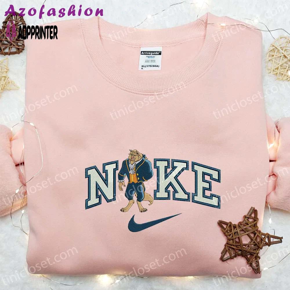 The beast x nike cartoon embroidered shirt: best halloween gift ideas nike inspired Embroidered Shirt