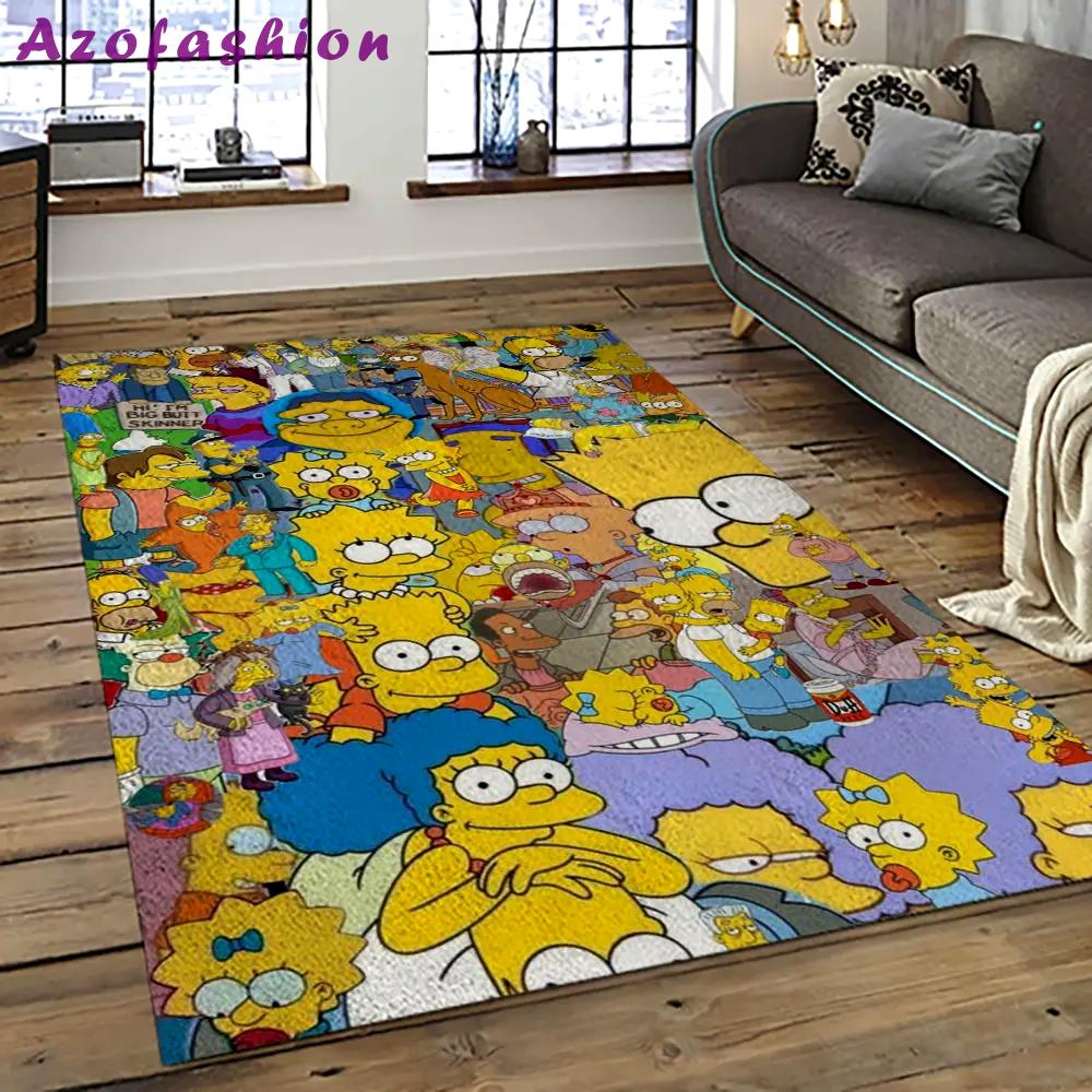 The simpsons characters cartoon movie carpet rectangle area rug for living room bedroom decor tss60 Rectangle Rug