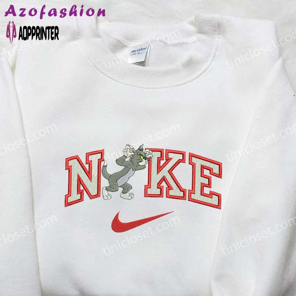 Tom x nike embroidered hoodie tom and jerry shirt nike inspired shirt Embroidered Shirt