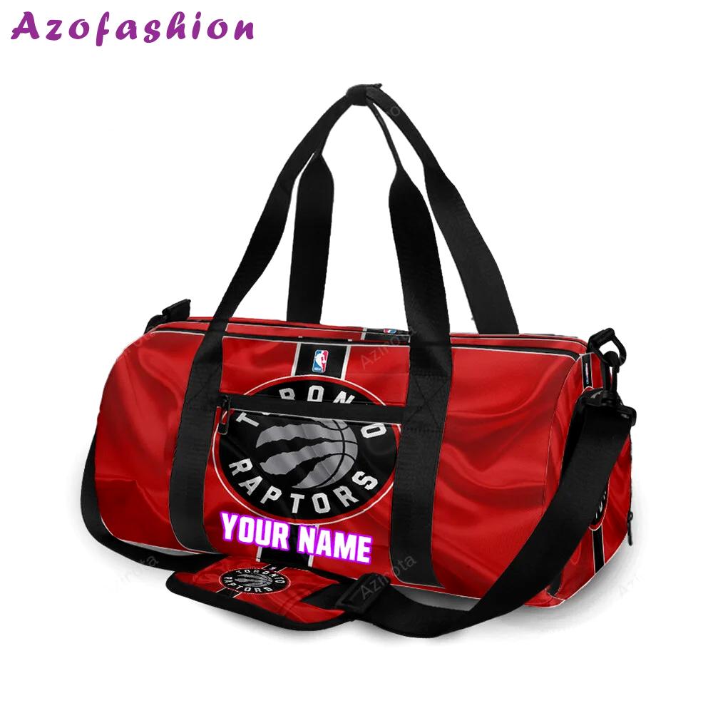 Toronto raptors red black silk personalized name travel bag gym bag 2526 Travel Bag