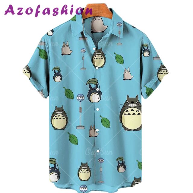 Totoro and friends shirt blue Hawaii Shirt Shorts & Flip Flops