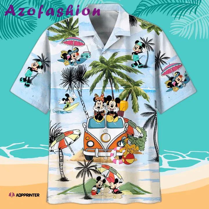 Tropical coconuts car mickey mouse hot summer 3d hawaiian shirt Hawaii Shirt