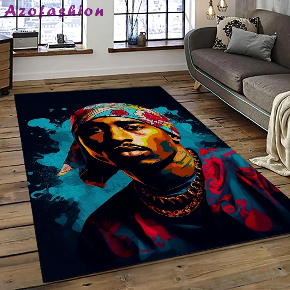 Tupac shakur rapper hiphop music rap carpet area rug home decor gift for fans gift for friends ts30 Rectangle Rug
