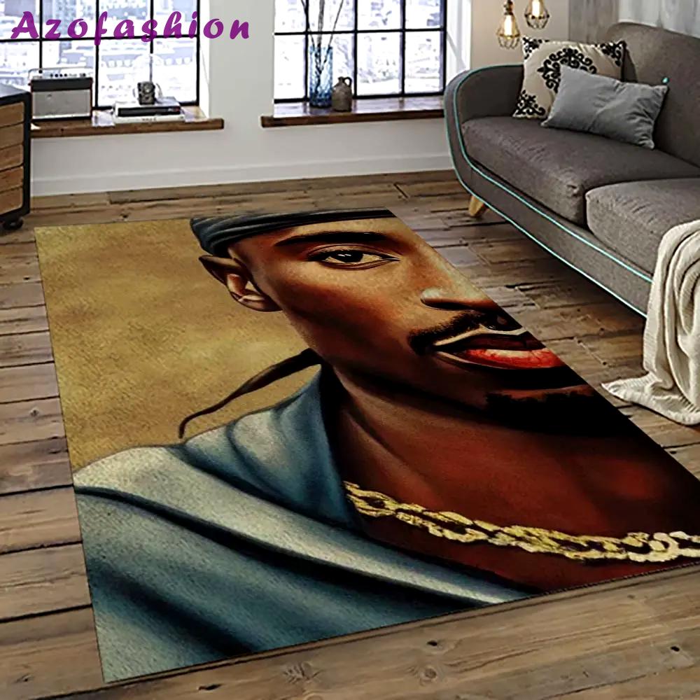 Tupac shakur rapper hiphop music rap carpet area rug home decor gift for fans gift for friends ts38 Rectangle Rug
