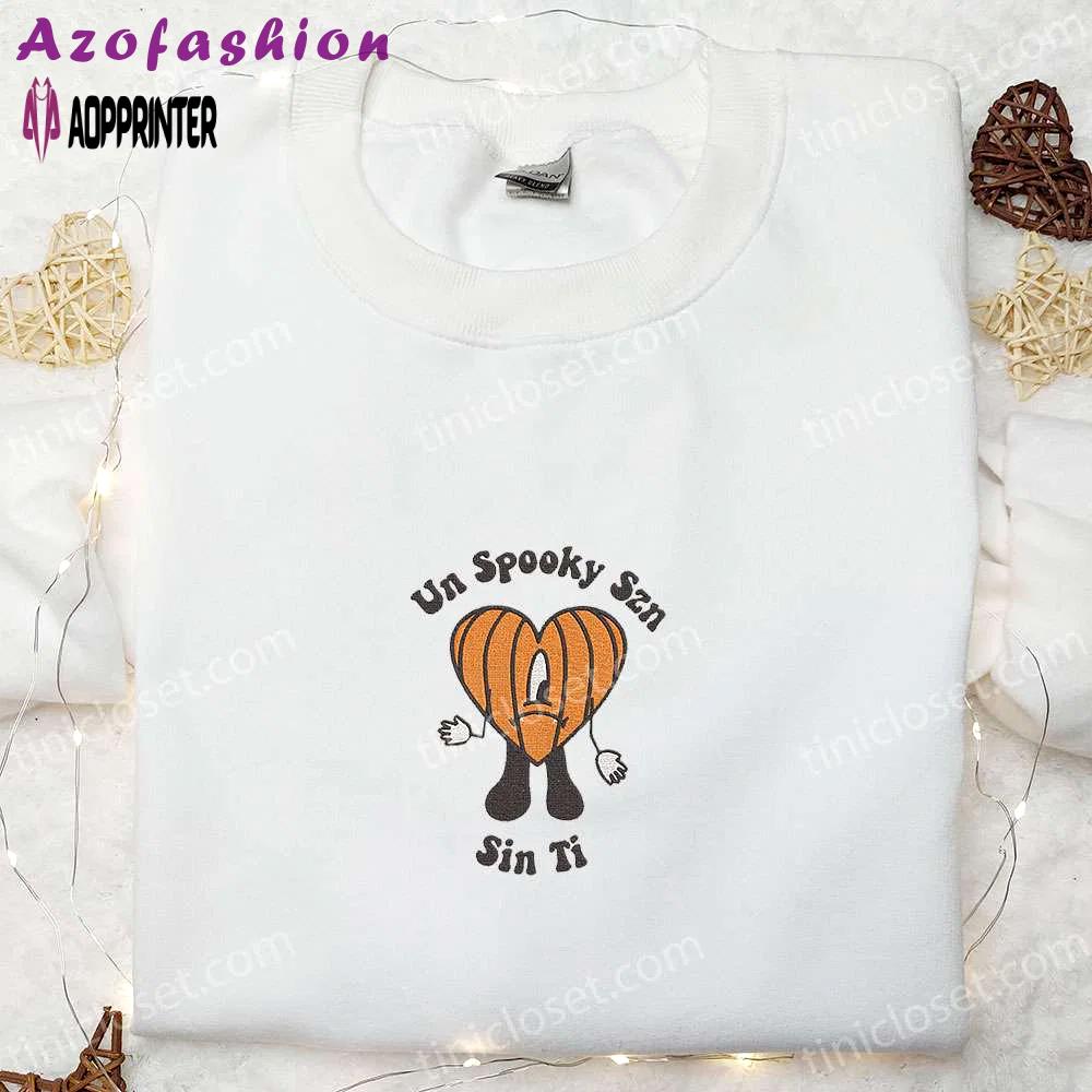 Un spooky szn sin ti pumpkin bad bunny halloween embroidered sweatshirt: cool shirt best family gift Embroidered Shirt