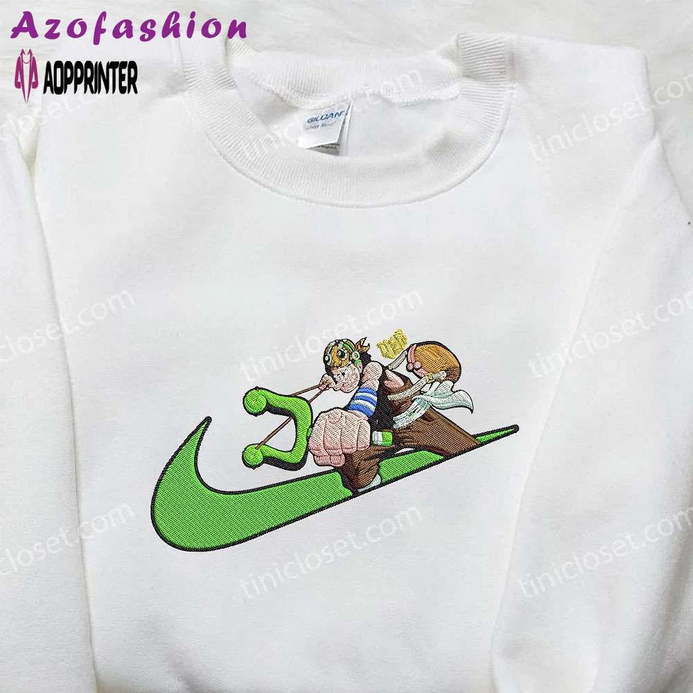 Usopp x nike swoosh anime hoodie & embroidered one piece nike inspired shirt Embroidered Shirt