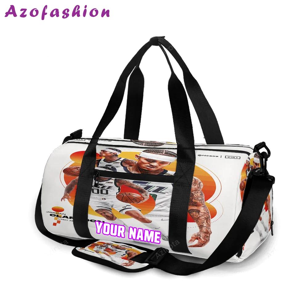 Utah jazz 00 jordan clarkson v41 personalized name travel bag gym bag 2586 Travel Bag